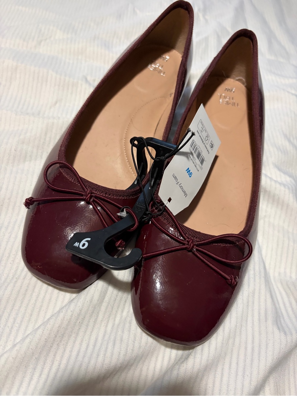 Women’s Burgundy Ballet Low Block Heel with Bow Detail